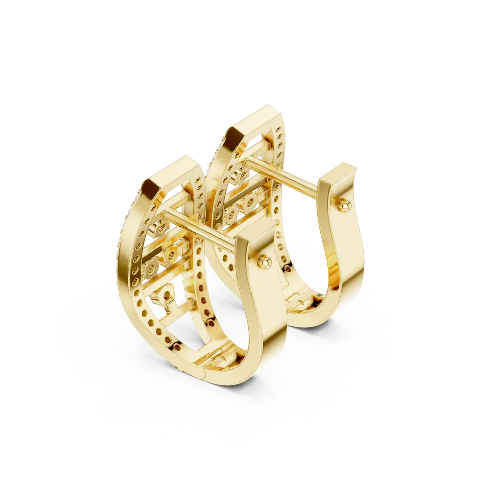 Architectural Round Brilliant Pavé-Set Hoop Earrings - Image 3