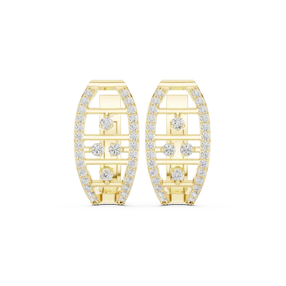 Architectural Round Brilliant Pavé-Set Hoop Earrings - Image 2