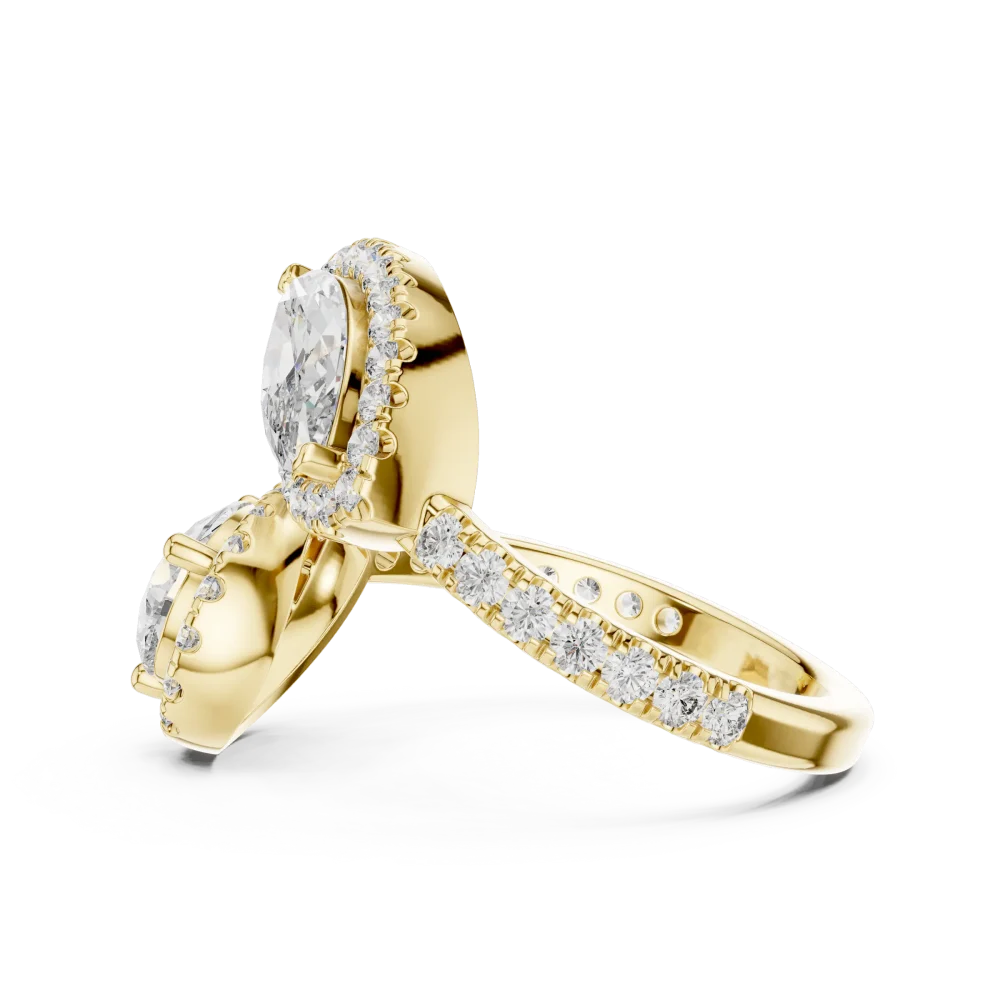 Ethereal Marquise and Pear Duet Halo Statement Ring - Image 4