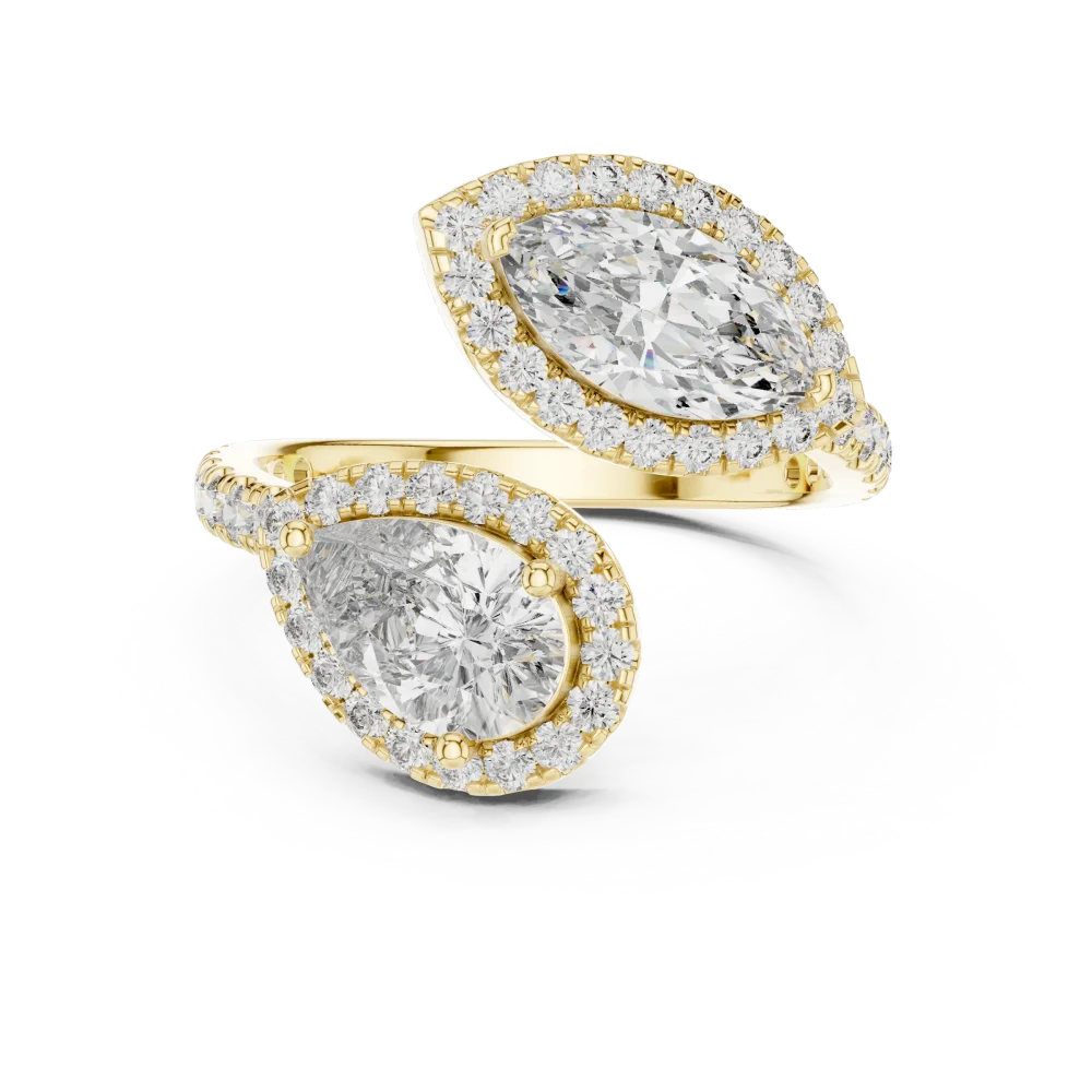 Ethereal Marquise and Pear Duet Halo Statement Ring - Image 2