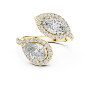 Ethereal Marquise and Pear Duet Halo Statement Ring - Image 2