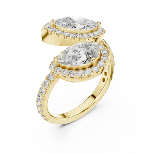 Ethereal Marquise and Pear Duet Halo Statement Ring