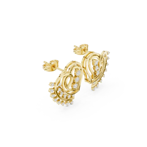 Ethereal Heart Silhouette Pavé-Set Round Diamond Stud Earrings