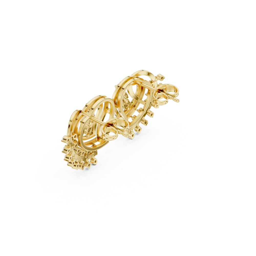Ethereal Heart Silhouette Pavé-Set Round Diamond Stud Earrings - Image 3