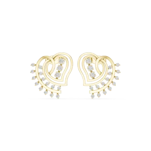 Ethereal Heart Silhouette Pavé-Set Round Diamond Stud Earrings - Image 2