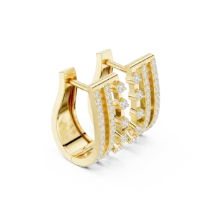 Luminary Round Brilliant Pavé-Set Architectural Hoop Earrings