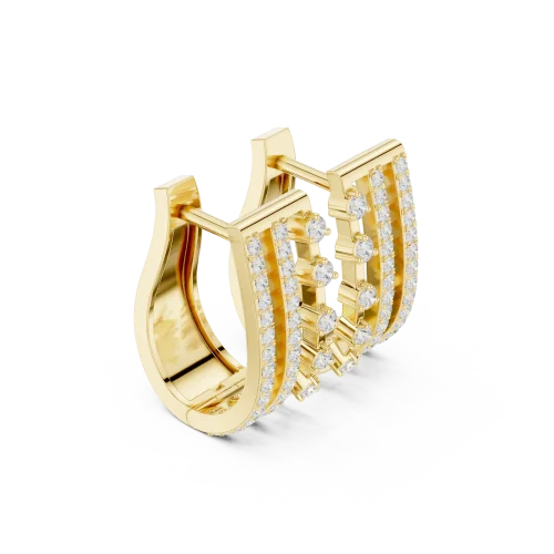 Luminary Round Brilliant Pavé-Set Architectural Hoop Earrings