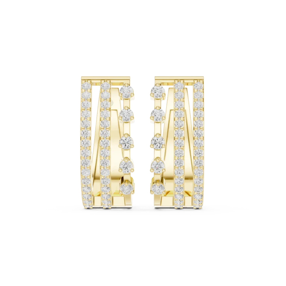 Luminary Round Brilliant Pavé-Set Architectural Hoop Earrings - Image 2