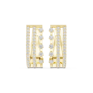 Luminary Round Brilliant Pavé-Set Architectural Hoop Earrings - Image 2
