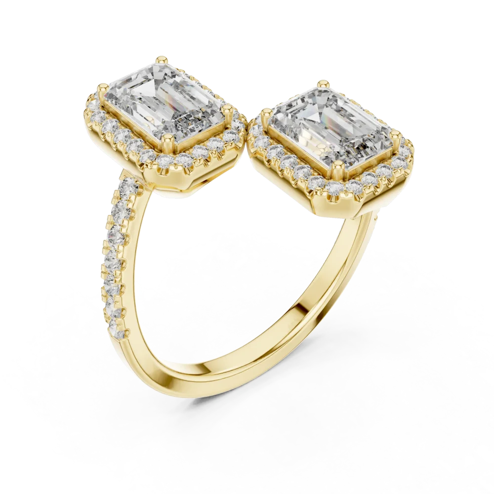 Discover the radiant allure of our dual-stone emerald cut ring. Featuring brilliant DIAMEUR lab-grown diamonds, shop this modern luxury staple now.