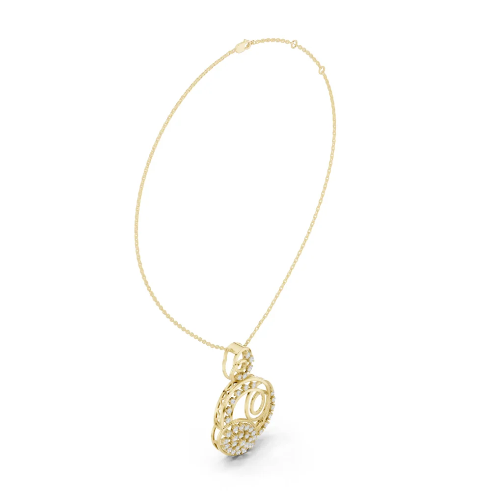 Luminary Round Brilliant Abstract Geometric Pavé Pendant - Image 2