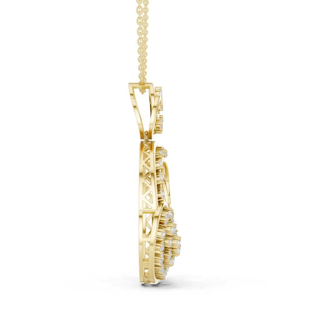 Luminary Round Brilliant Abstract Geometric Pavé Pendant - Image 3