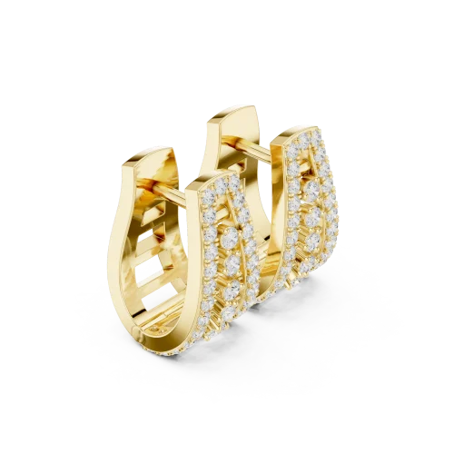 Luminary Round Pavé-Set Architectural Hoop Earrings