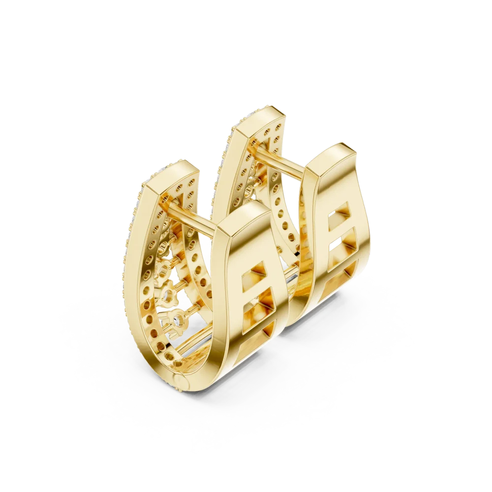 Luminary Round Pavé-Set Architectural Hoop Earrings - Image 3