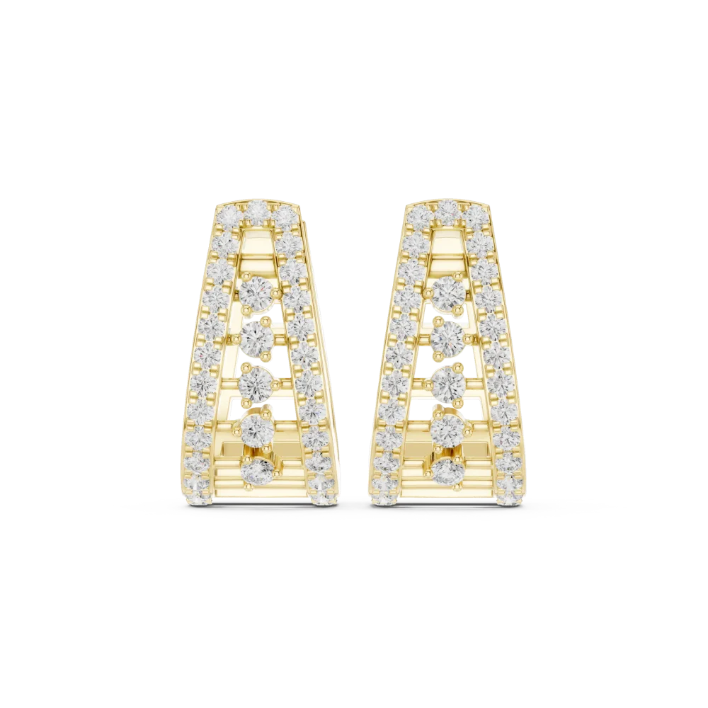 Luminary Round Pavé-Set Architectural Hoop Earrings - Image 2