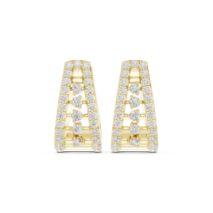 Luminary Round Pavé-Set Architectural Hoop Earrings - Image 2