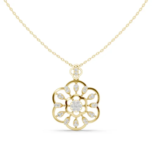Luminary Round Brilliant Floral Silhouette Pendant