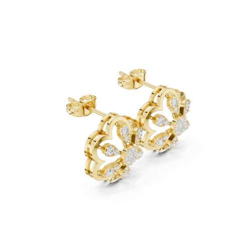 Ethereal Petal Silhouette Round Brilliant Lab Grown Diamond Studs