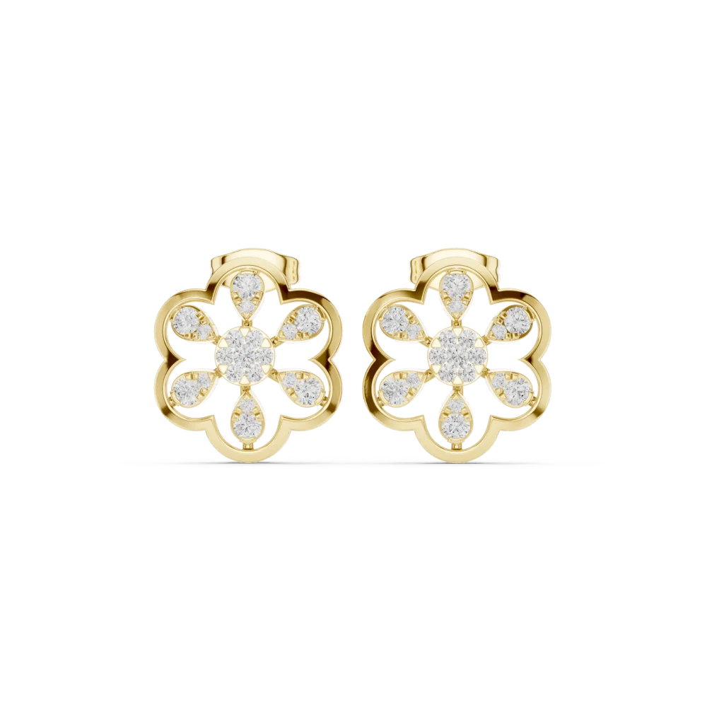 Ethereal Petal Silhouette Round Brilliant Lab Grown Diamond Studs - Image 2