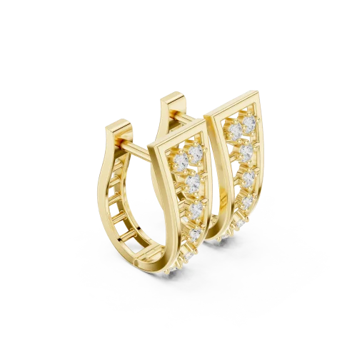 Geometric Symmetry Round Brilliant Pavé-Set Hoop Earrings