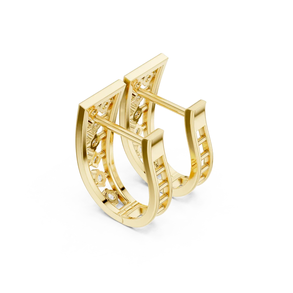 Geometric Symmetry Round Brilliant Pavé-Set Hoop Earrings - Image 3