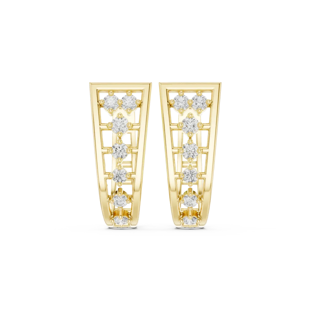Geometric Symmetry Round Brilliant Pavé-Set Hoop Earrings - Image 2