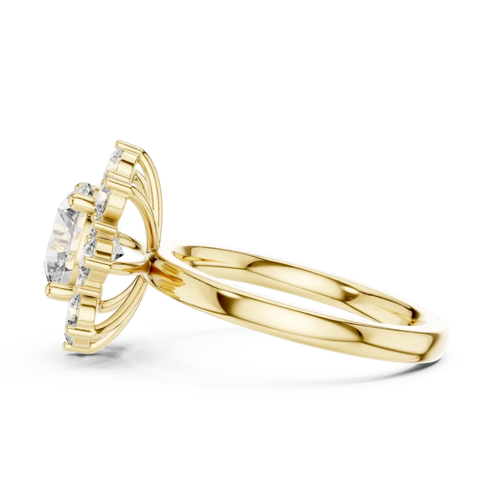 Luminary Round Brilliant Floral Halo Solitaire Ring - Image 4