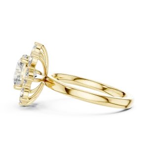 Luminary Round Brilliant Floral Halo Solitaire Ring - Image 4