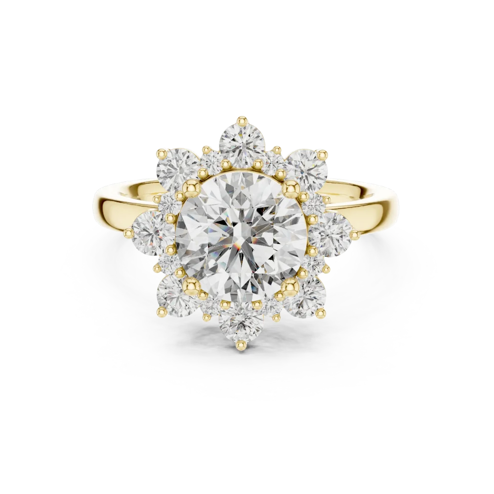 Luminary Round Brilliant Floral Halo Solitaire Ring - Image 2