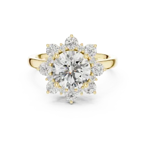 Luminary Round Brilliant Floral Halo Solitaire Ring - Image 2