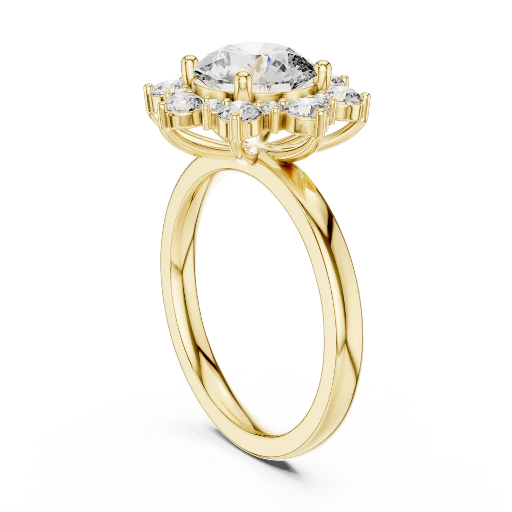 Luminary Round Brilliant Floral Halo Solitaire Ring - Image 3