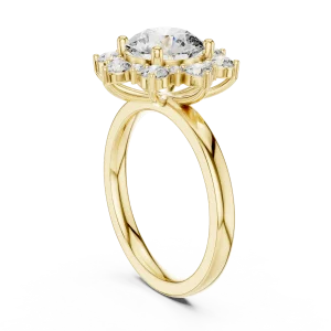 Luminary Round Brilliant Floral Halo Solitaire Ring - Image 3