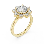 Luminary Round Brilliant Floral Halo Solitaire Ring