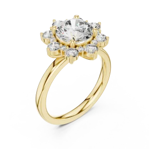 Luminary Round Brilliant Floral Halo Solitaire Ring