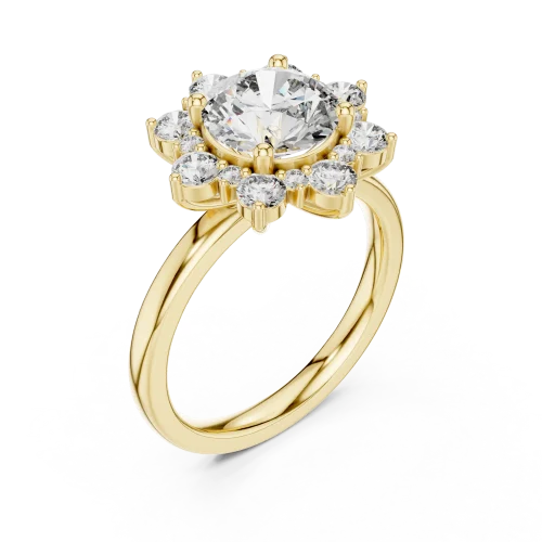 Luminary Round Brilliant Floral Halo Solitaire Ring