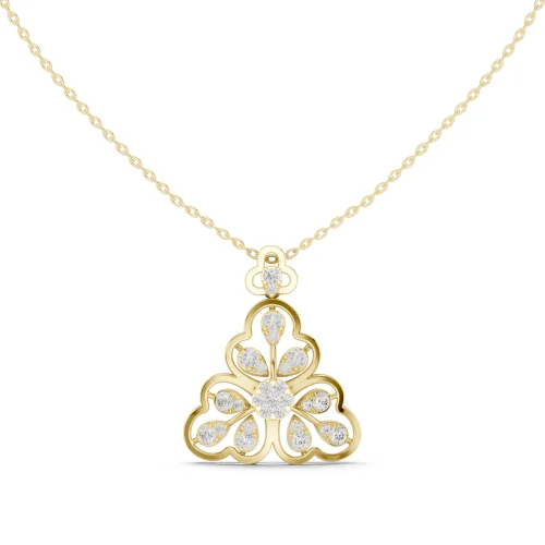 Luminary Round Brilliant Pavé-Set Architectural Pendant