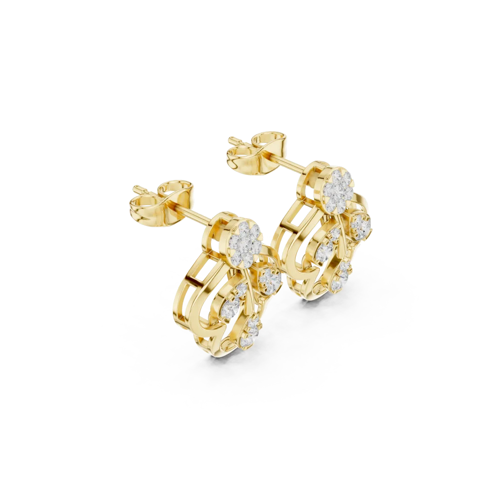 Adorn yourself with these architectural DIAMEUR lab-grown diamond stud earrings, designed for brilliant scintillation. Shop this modern luxury today.