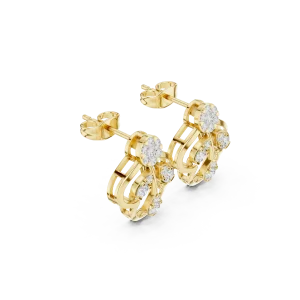 Ethereal Pear and Round Brilliant Architectural Stud Earrings
