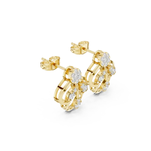 Ethereal Pear and Round Brilliant Architectural Stud Earrings