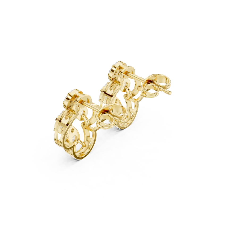 Ethereal Pear and Round Brilliant Architectural Stud Earrings - Image 3