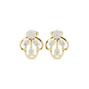 Ethereal Pear and Round Brilliant Architectural Stud Earrings - Image 2