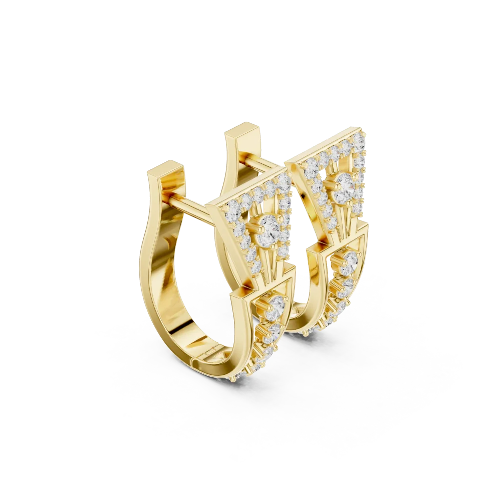 Discover architectural elegance with these pavé-set round DIAMEUR lab-grown diamond hoop earrings. A sustainable luxury staple for any collection.