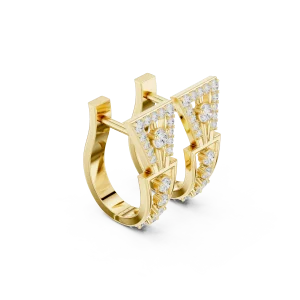 Symmetry Geometric Pavé-Set Round Cut Diamond Hoop Earrings