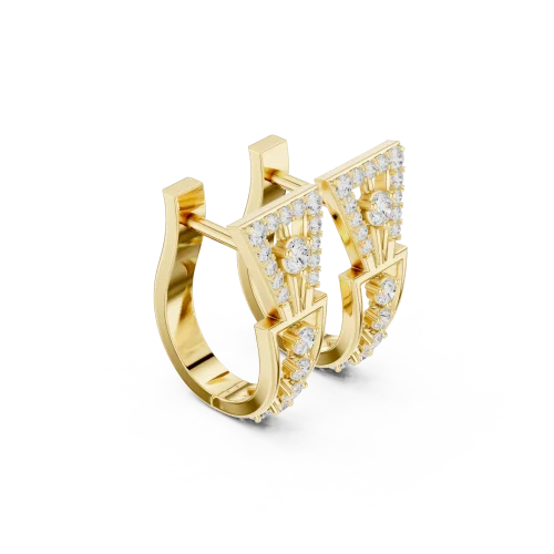 Symmetry Geometric Pavé-Set Round Cut Diamond Hoop Earrings