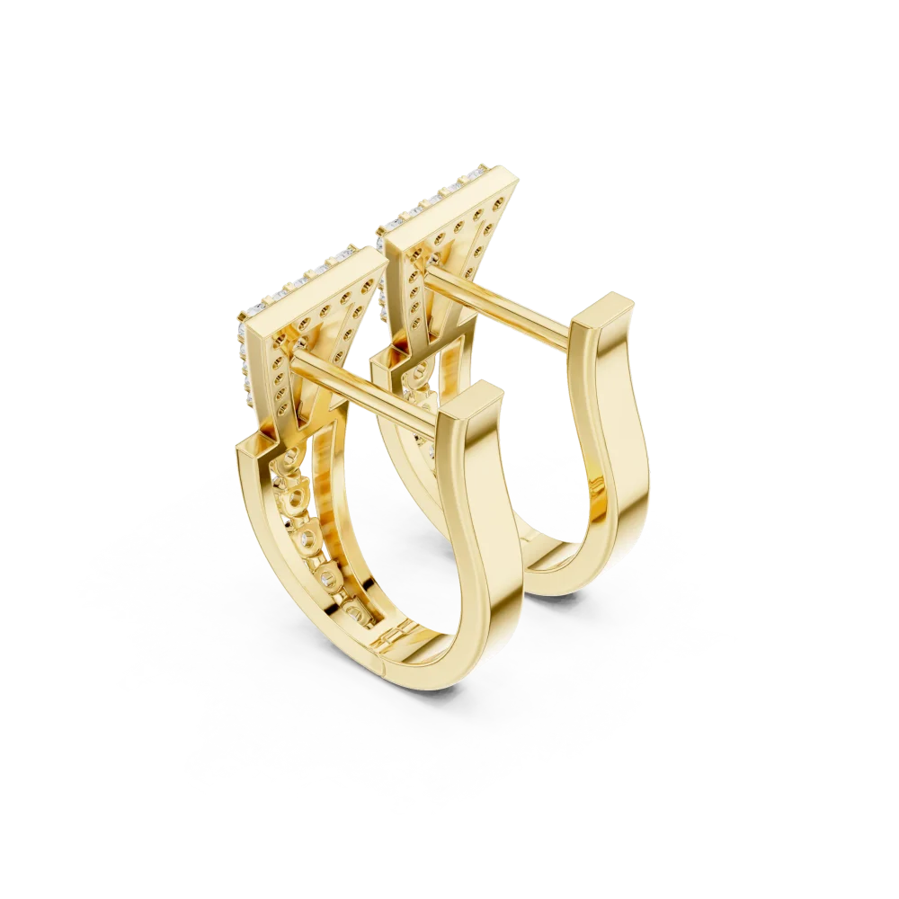 Symmetry Geometric Pavé-Set Round Cut Diamond Hoop Earrings - Image 3