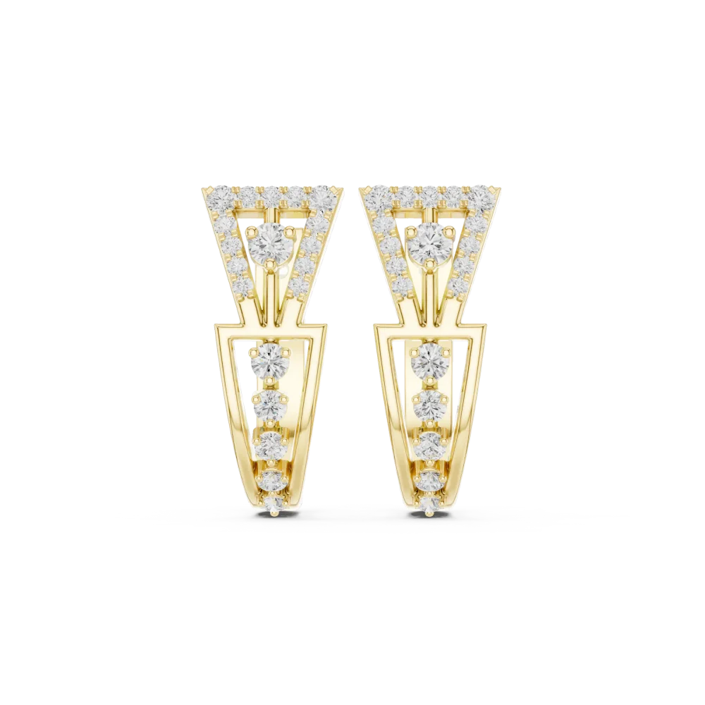 Symmetry Geometric Pavé-Set Round Cut Diamond Hoop Earrings - Image 2
