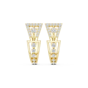 Symmetry Geometric Pavé-Set Round Cut Diamond Hoop Earrings - Image 2
