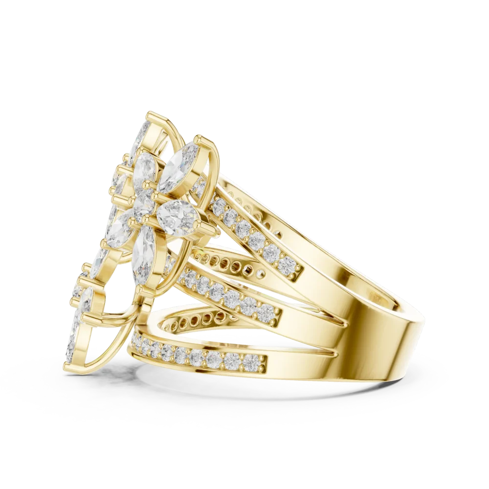 Luminary Marquise and Round Pavé-Set Cocktail Ring - Image 4