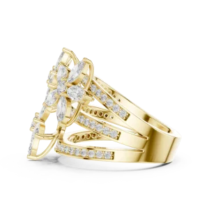 Luminary Marquise and Round Pavé-Set Cocktail Ring - Image 4