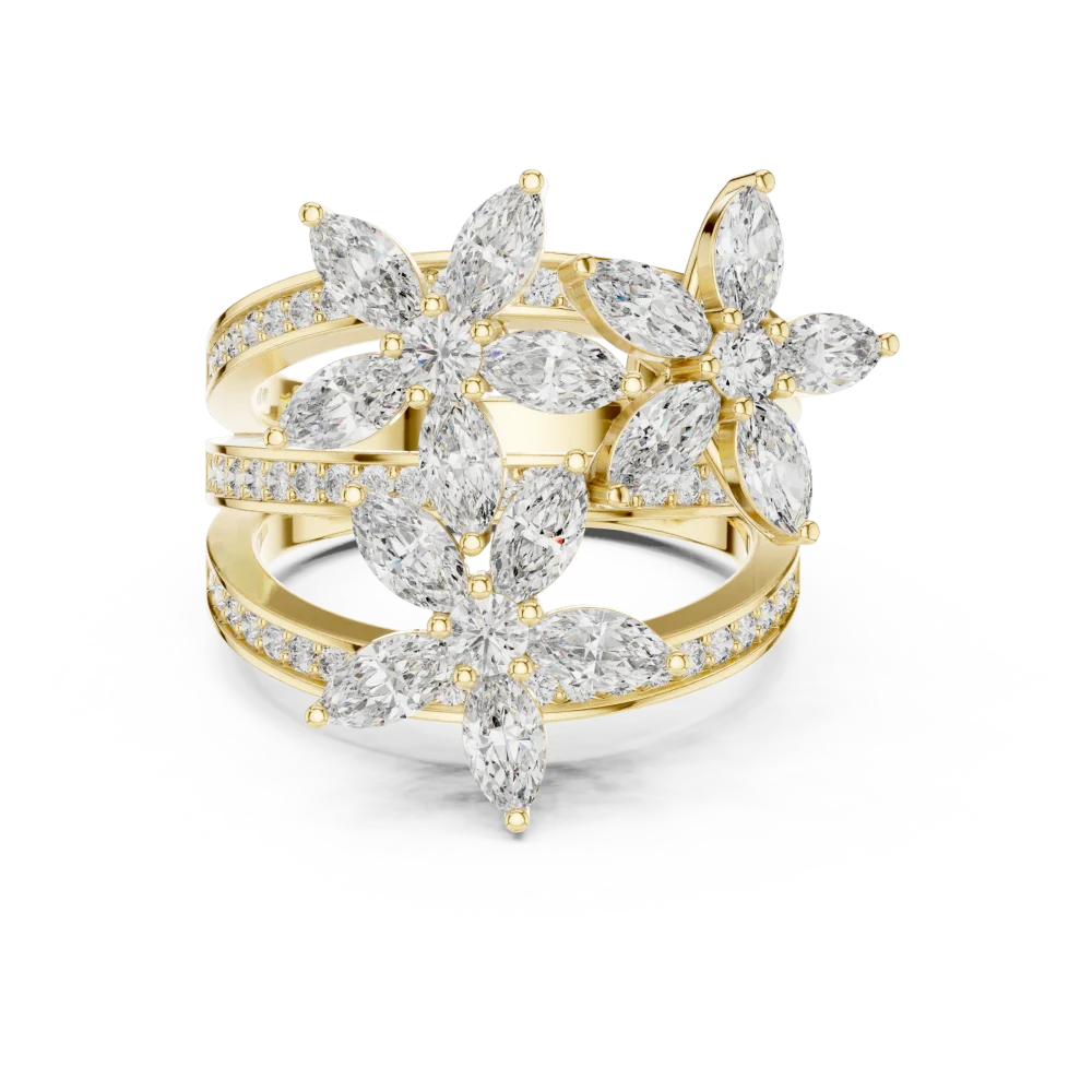 Luminary Marquise and Round Pavé-Set Cocktail Ring - Image 2